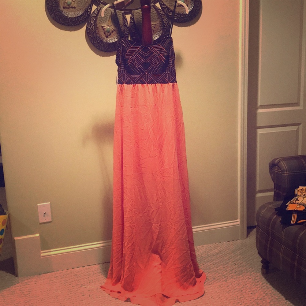 A Black peach maxi dress